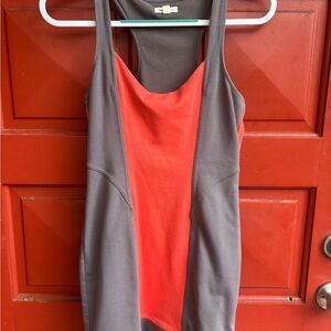 Women's Gray and Red Sleeveless Dress
